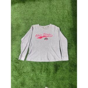 Vintage Ohio State Buckeyes Long Sleeve Thermal Shirt Mens Large Gray NCAA